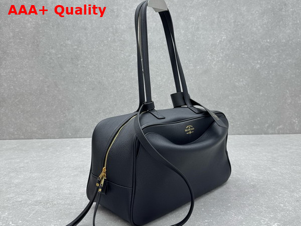 Balenciaga Carrie Bowling Bag Medium in Black Calfskin Aged Gold Hardware Replica