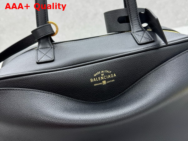 Balenciaga Carrie Bowling Bag Medium in Black Calfskin Aged Gold Hardware Replica