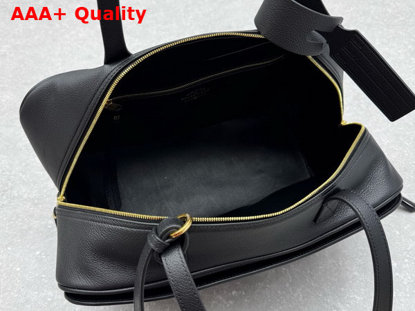 Balenciaga Carrie Bowling Bag Medium in Black Calfskin Aged Gold Hardware Replica