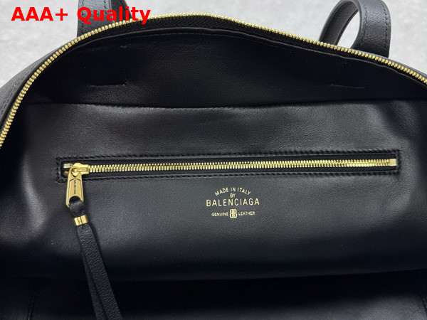 Balenciaga Carrie Bowling Bag Medium in Black Calfskin Aged Gold Hardware Replica