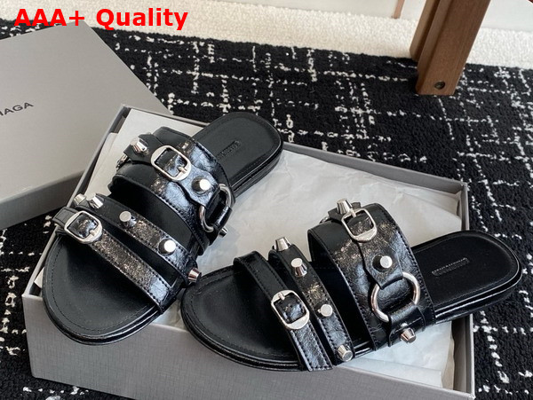 Balenciaga City Mule Flat in Black Arena Lambskin Replica
