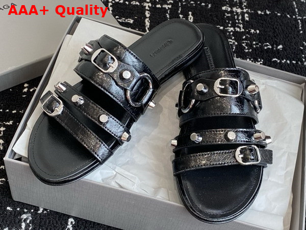 Balenciaga City Mule Flat in Black Arena Lambskin Replica
