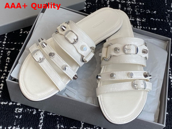 Balenciaga City Mule Flat in White Arena Lambskin Replica