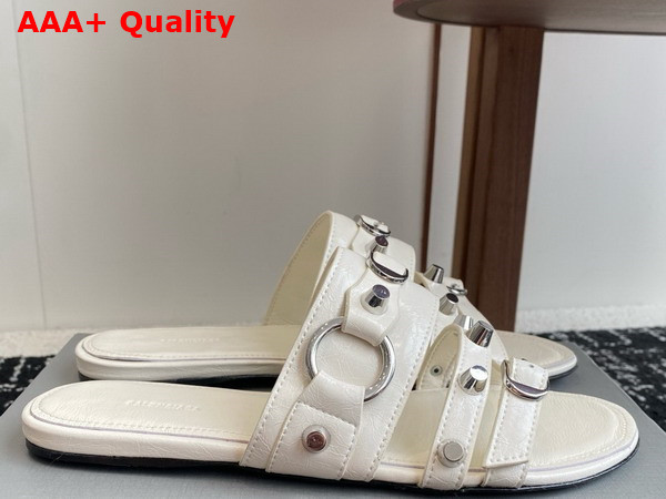 Balenciaga City Mule Flat in White Arena Lambskin Replica