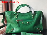 Balenciaga Classic City Bag in Green Crackle Lambskin Replica