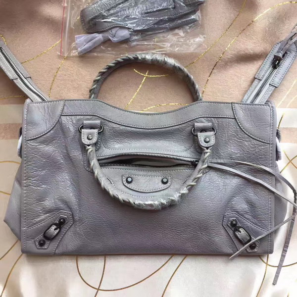 Balenciaga Classic Medium City Handbag in Light Grey Soft Crafted Vintage Lambskin For Sale