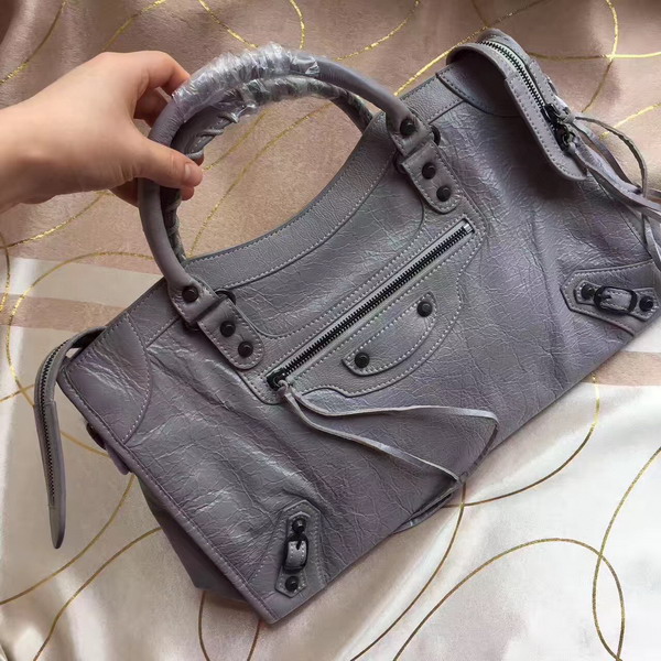 Balenciaga Classic Medium City Handbag in Light Grey Soft Crafted Vintage Lambskin For Sale