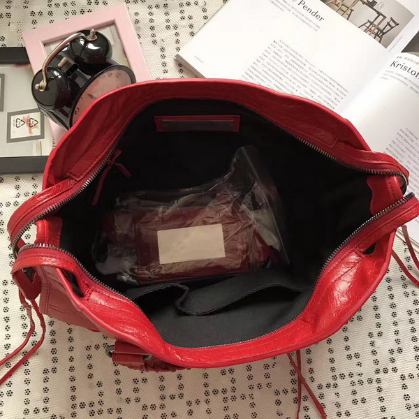 Balenciaga Classic Medium City Handbag in Red Soft Crafted Vintage Lambskin For Sale