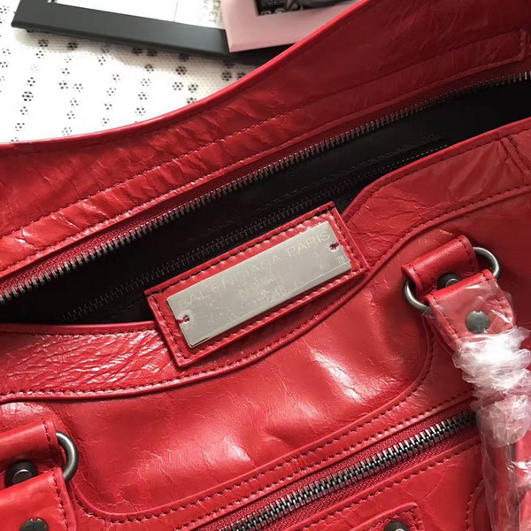 Balenciaga Classic Medium City Handbag in Red Soft Crafted Vintage Lambskin For Sale