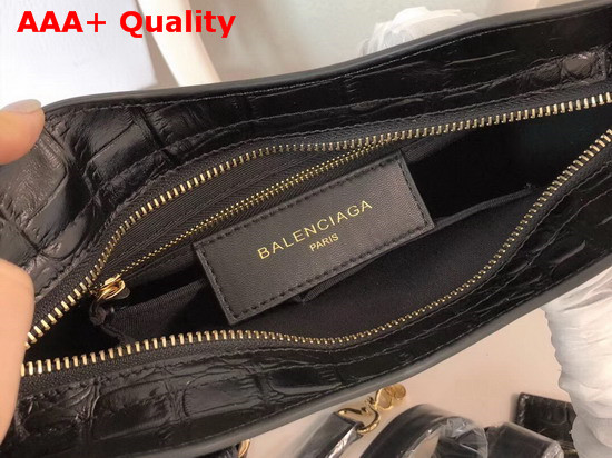 Balenciaga Classic Metallic Edge City S Black Crocodile Effect Replica