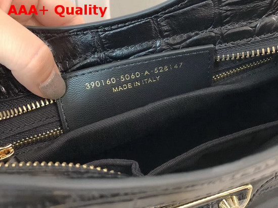 Balenciaga Classic Metallic Edge City S Black Crocodile Effect Replica