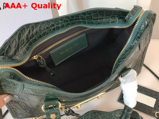 Balenciaga Classic Metallic Edge City S Green Crocodile Effect Replica
