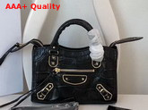 Balenciaga Classic Metallic Edge Mini City Black Crocodile Effect Replica