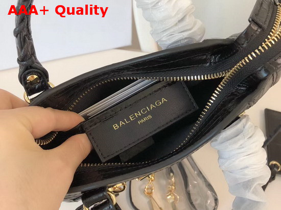 Balenciaga Classic Metallic Edge Mini City Black Crocodile Effect Replica