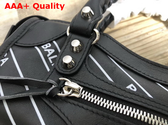 Balenciaga Classic Mini City Handbag Black Allover Balenciaga Logo Replica