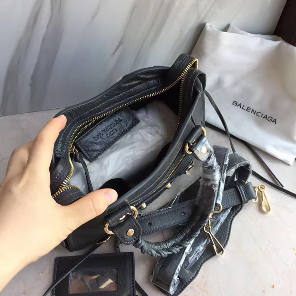 Balenciaga Classic Mini City Handbag in Dark Grey Soft Crafted Vintage Lambskin For Sale