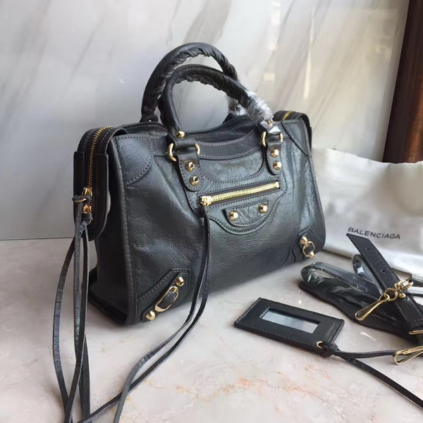 Balenciaga Classic Small City Handbag in Dark Grey Soft Crafted Vintage Lambskin For Sale