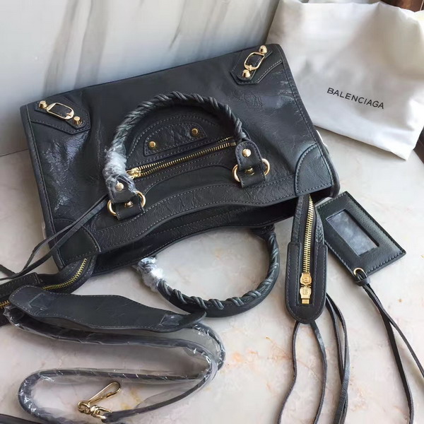 Balenciaga Classic Small City Handbag in Dark Grey Soft Crafted Vintage Lambskin For Sale