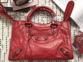 Balenciaga Classic Small City Handbag in Red Soft Crafted Vintage Lambskin For Sale