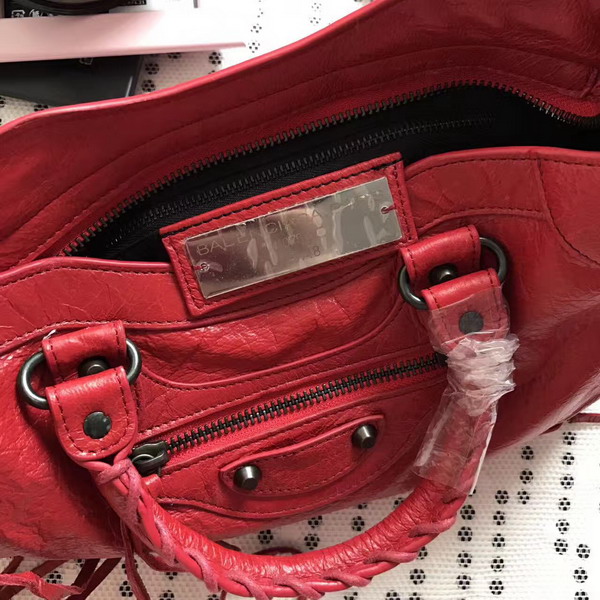 Balenciaga Classic Small City Handbag in Red Soft Crafted Vintage Lambskin For Sale
