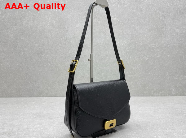 Balenciaga Clicca Shoulder Bag Medium in Black Arena Leather Replica