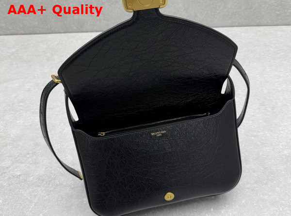 Balenciaga Clicca Shoulder Bag Medium in Black Arena Leather Replica