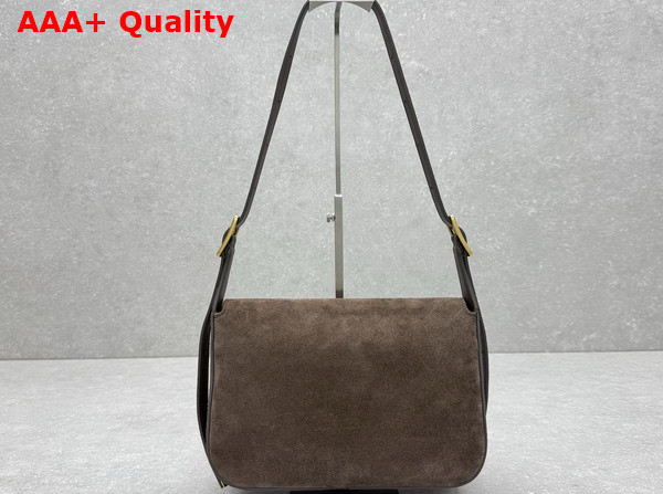 Balenciaga Clicca Shoulder Bag Medium in Muscade Brown Suede Leather Replica