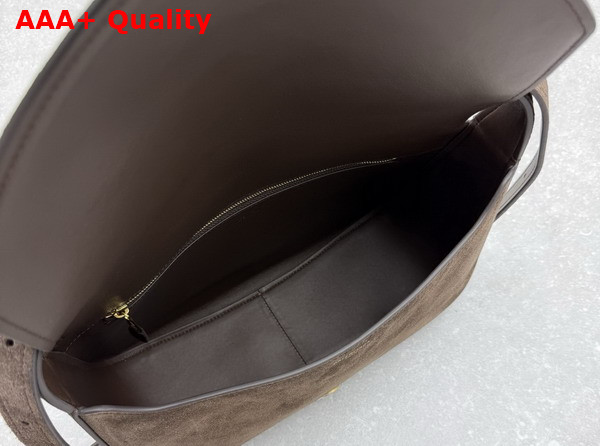 Balenciaga Clicca Shoulder Bag Medium in Muscade Brown Suede Leather Replica