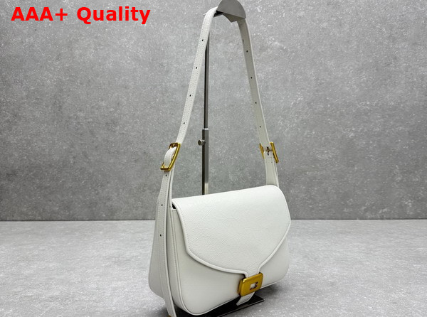 Balenciaga Clicca Shoulder Bag Medium in White Snow Arena Leather Replica