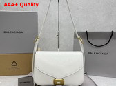 Balenciaga Clicca Shoulder Bag Medium in White Snow Arena Leather Replica