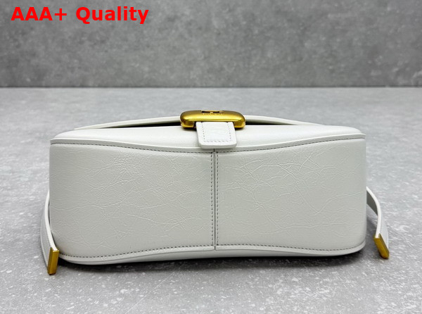 Balenciaga Clicca Shoulder Bag Medium in White Snow Arena Leather Replica