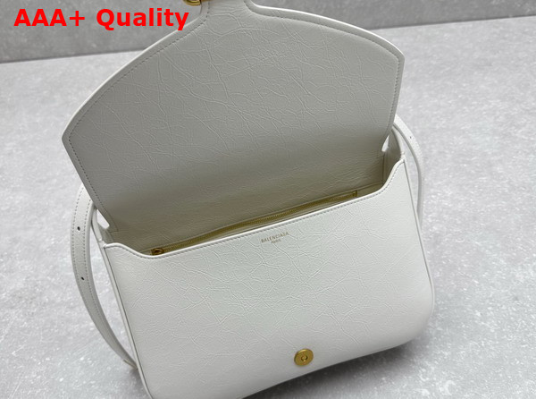Balenciaga Clicca Shoulder Bag Medium in White Snow Arena Leather Replica