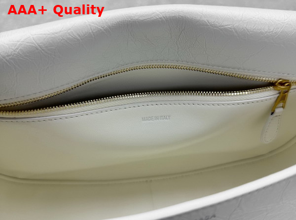Balenciaga Clicca Shoulder Bag Medium in White Snow Arena Leather Replica