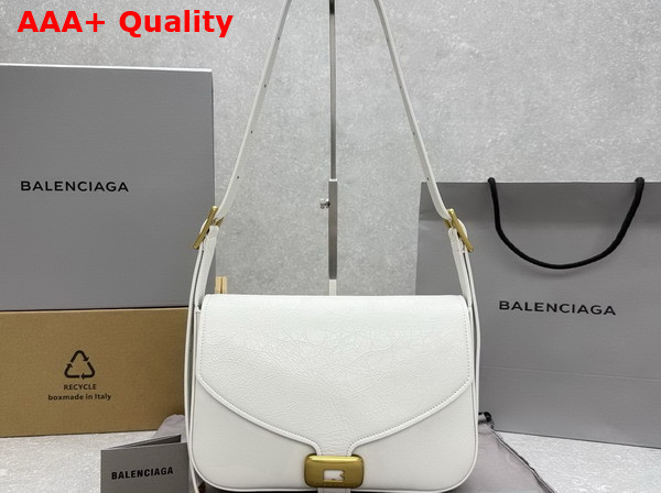 Balenciaga Clicca Shoulder Bag Medium in White Snow Arena Leather Replica