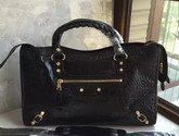 Balenciaga Croc Effect City Bag in Black Embossed Calfskin For Sale