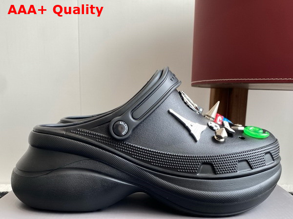 Balenciaga Crocs Mule in Black Rubber with Jibbitz Charms Replica