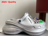 Balenciaga Crocs Mule in Silver Rubber with Jibbitz Charms Replica