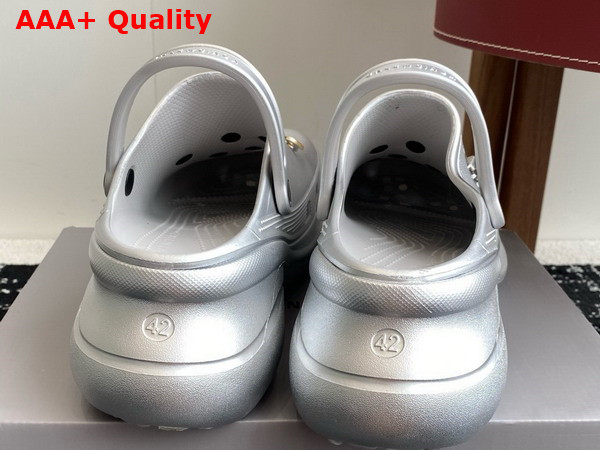 Balenciaga Crocs Mule in Silver Rubber with Jibbitz Charms Replica