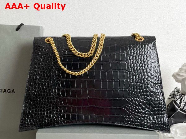 Balenciaga Crush Large Chain Bag in Black Extra Supple Crocodile Embossed Calfskin Aged Gold Hardware Replica