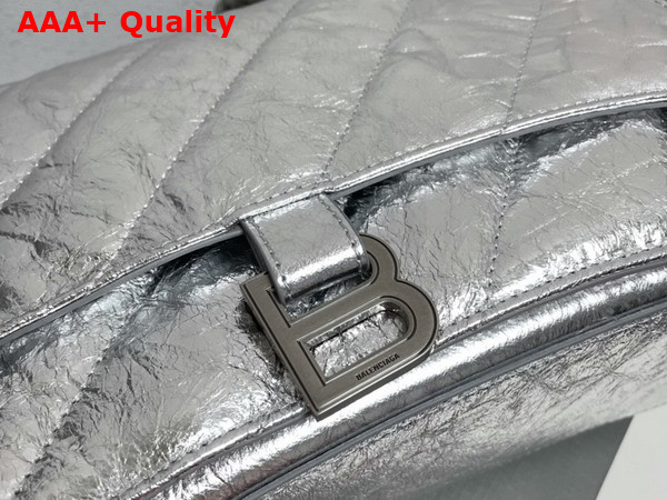 Balenciaga Crush Medium Chain Bag Quilted in Silver Metallized Crushed Calfskin Aged Silver Hardware Replica