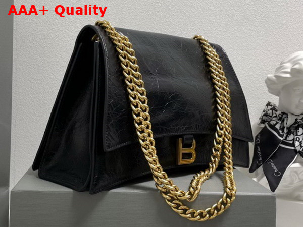 Balenciaga Crush Medium Chain Bag in Black Crushed Calfskin Aged Gold Hardware Replica