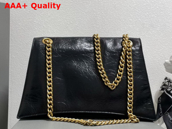 Balenciaga Crush Medium Chain Bag in Black Crushed Calfskin Aged Gold Hardware Replica