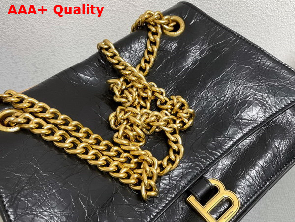 Balenciaga Crush Medium Chain Bag in Black Crushed Calfskin Aged Gold Hardware Replica