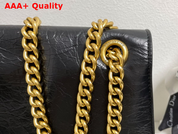 Balenciaga Crush Medium Chain Bag in Black Crushed Calfskin Aged Gold Hardware Replica