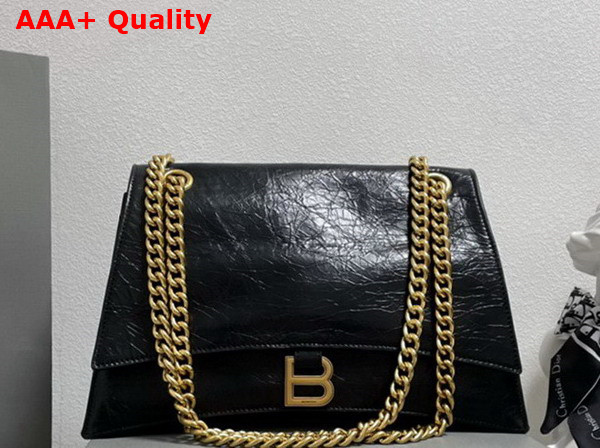 Balenciaga Crush Medium Chain Bag in Black Crushed Calfskin Aged Gold Hardware Replica