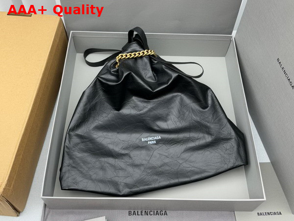 Balenciaga Crush Medium Tote Bag in Black Crushed Calfskin Replica