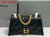 Balenciaga Crush Small Chain Bag Quilted in Black Crushed Calfskin Aged Gold Hardware Replica