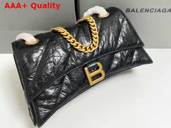 Balenciaga Crush Small Chain Bag Quilted in Black Crushed Calfskin Aged Gold Hardware Replica