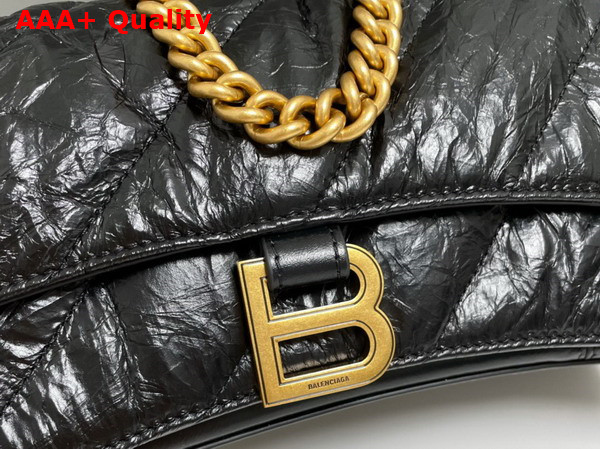 Balenciaga Crush Small Chain Bag Quilted in Black Crushed Calfskin Aged Gold Hardware Replica