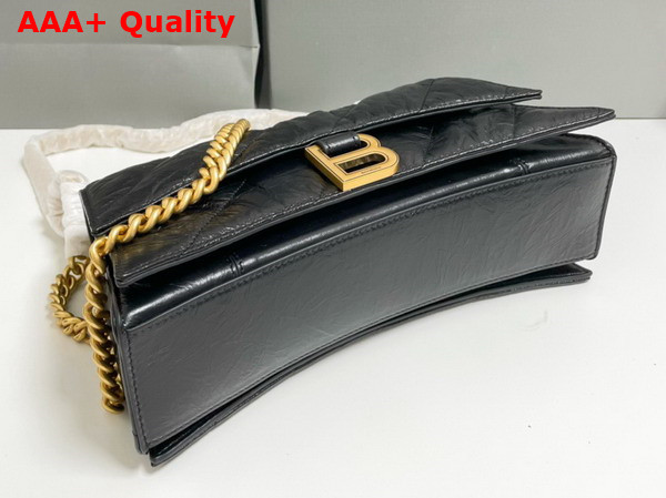 Balenciaga Crush Small Chain Bag Quilted in Black Crushed Calfskin Aged Gold Hardware Replica